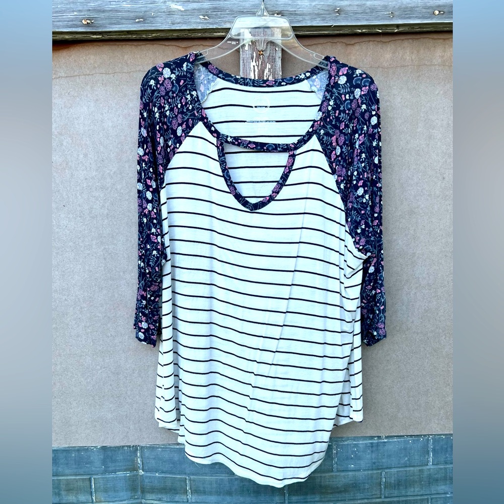 24/7 shirt with floral sleeves